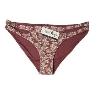 Dippin’ Daisy’s Cut Out Sides Bikini Bottom Sz L Mauve Reversible Botanical NWT